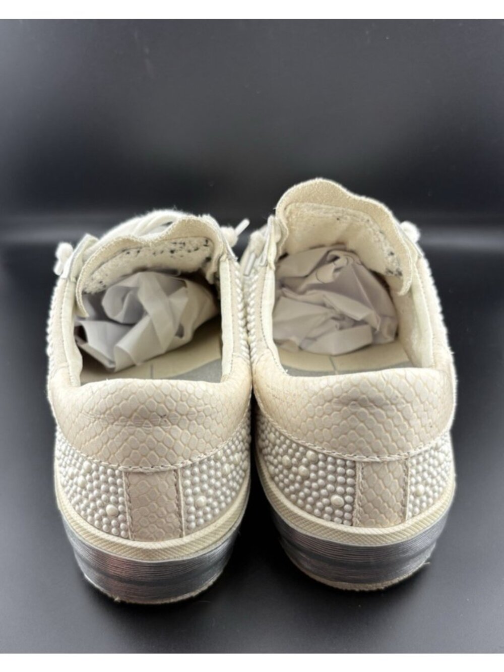 Dolce Vita Zina Pearl Sneakers Women's Size 8 Leather Lace Up Bride Shoes Silver - Picture 2 of 13